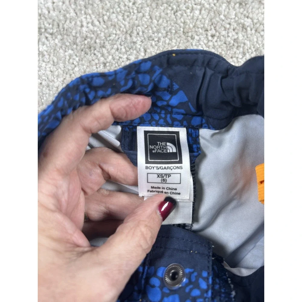 North Face Shorts Boys XS 6 Blue Black Swim Trunks‎ Adjustable Waist Quick Dry
